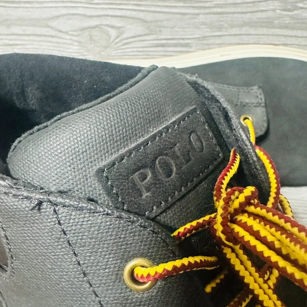 Polo Ralph Lauren Sneaker Boot Mens 14 Black Solid Mid‎ Top Modern Sneaker Boot